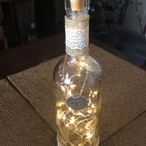 Glass Etched Wine Bottle Lamp